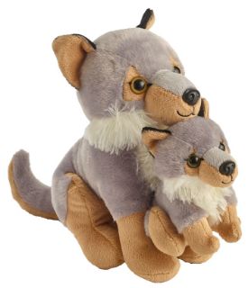 Obrázek z Vlk sedící s mládětem plyš 22cm 